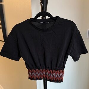 Zara Black Top with Zigzag Hem